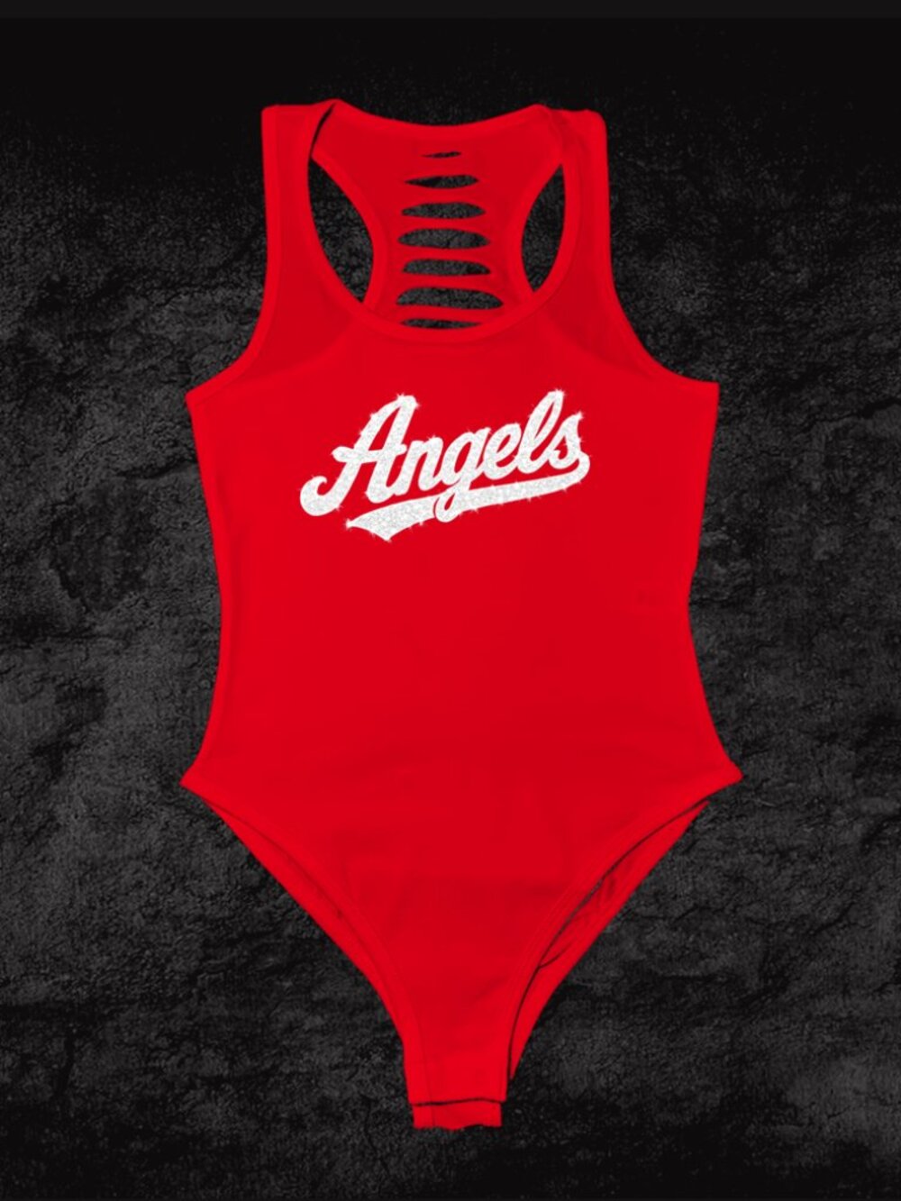 Angels Glitter Script Bodysuit, Game Ready Sport Style, Women's athletic fashion